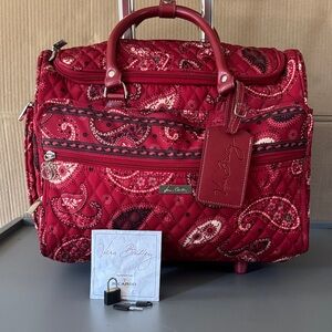 Vintage Vera Bradley Burgundy Paisley Travel Bag on Wheels